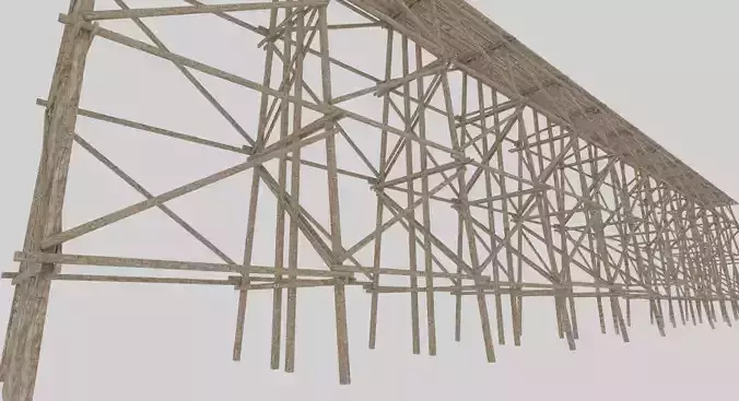 Wood trestle bridge adapted for your games  Low-poly 3D model