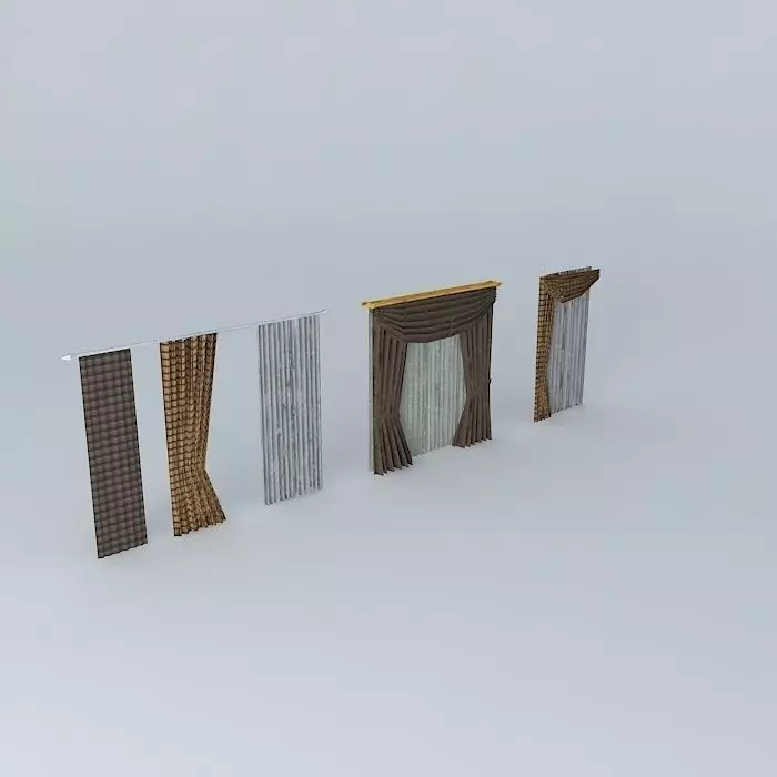 Classic curtain 3D model_0