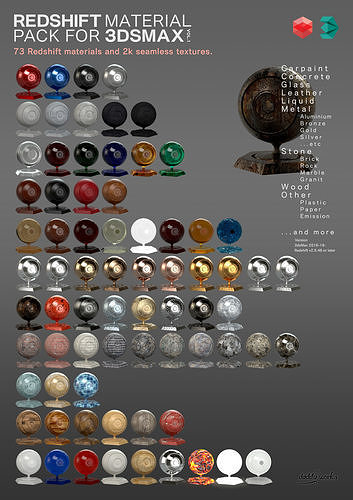 REDSHIFT MATERIAL PACK FOR 3DSMAX VOL1  3D model