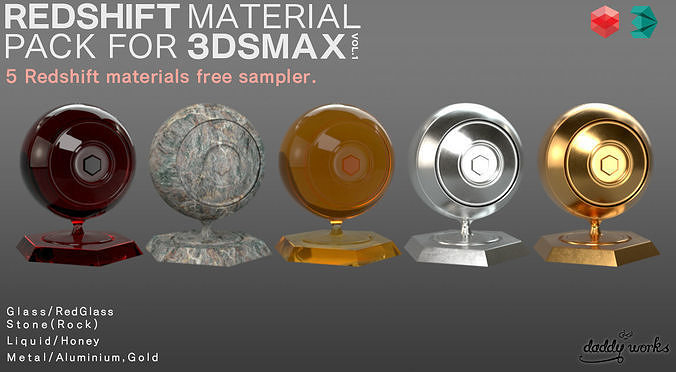 REDSHIFT MATERIAL PACK FOR 3DSMAX SAMPLER  Free 3D model