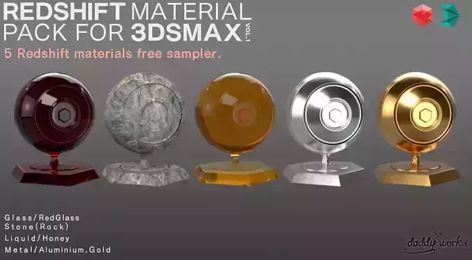 REDSHIFT MATERIAL PACK FOR 3DSMAX SAMPLER  Free 3D model