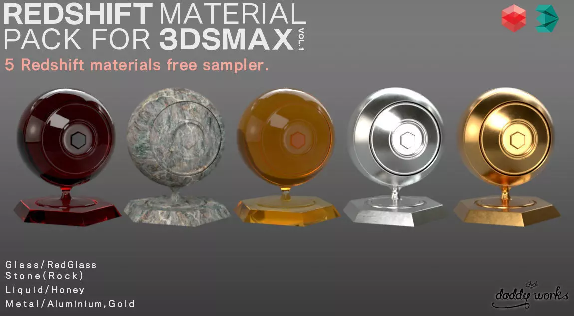 REDSHIFT MATERIAL PACK FOR 3DSMAX SAMPLER  Free 3D model_0