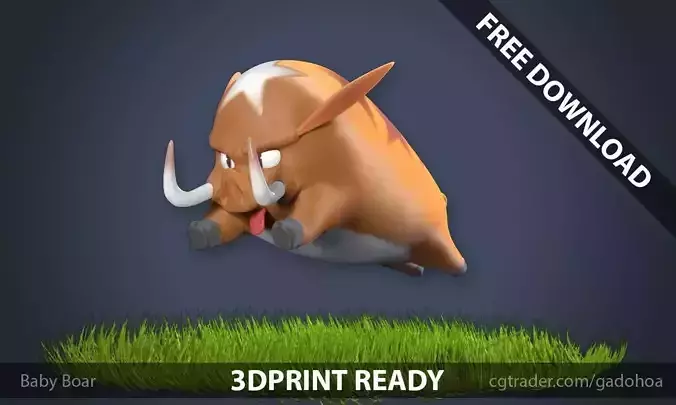 Stylized boar Free 3D print model