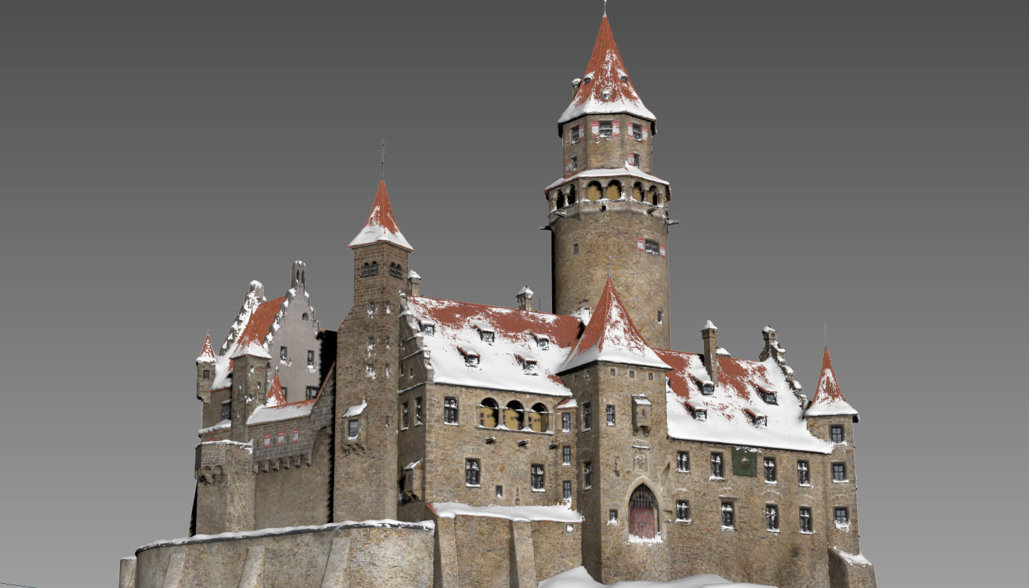 Medieval castle 3D model_1