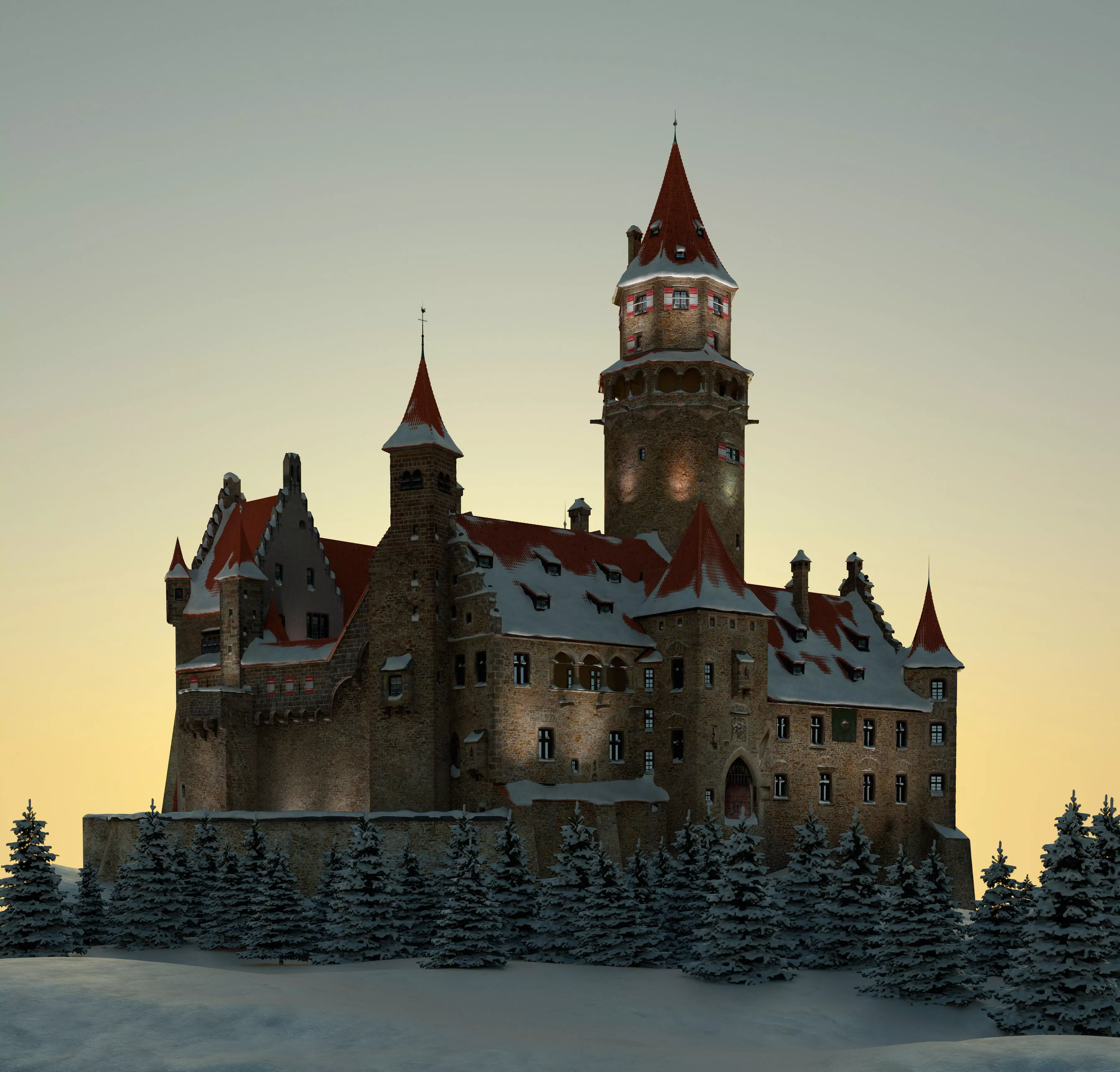 Medieval castle 3D model_0