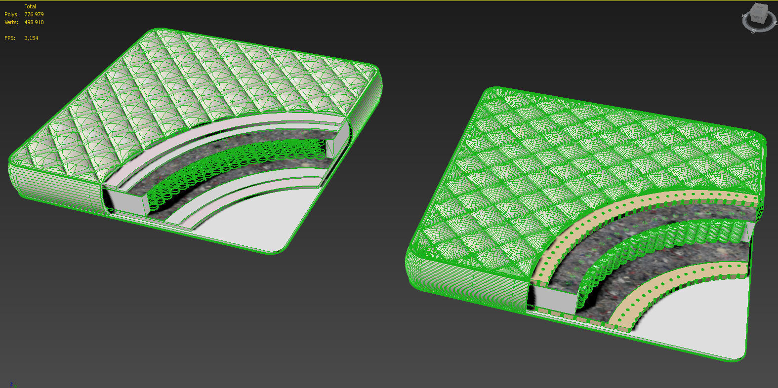 Mattress with cover 3D model_2