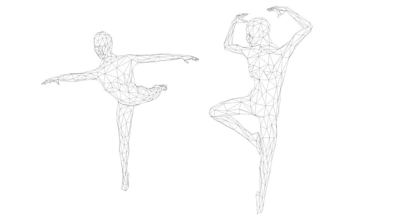 5 Ballet and Skating Lowpoly Women Low-poly 3D model_9