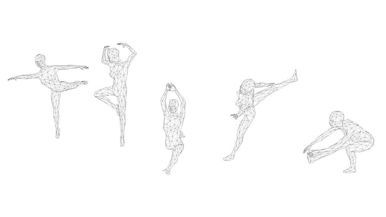 5 Ballet and Skating Lowpoly Women Low-poly 3D model_8