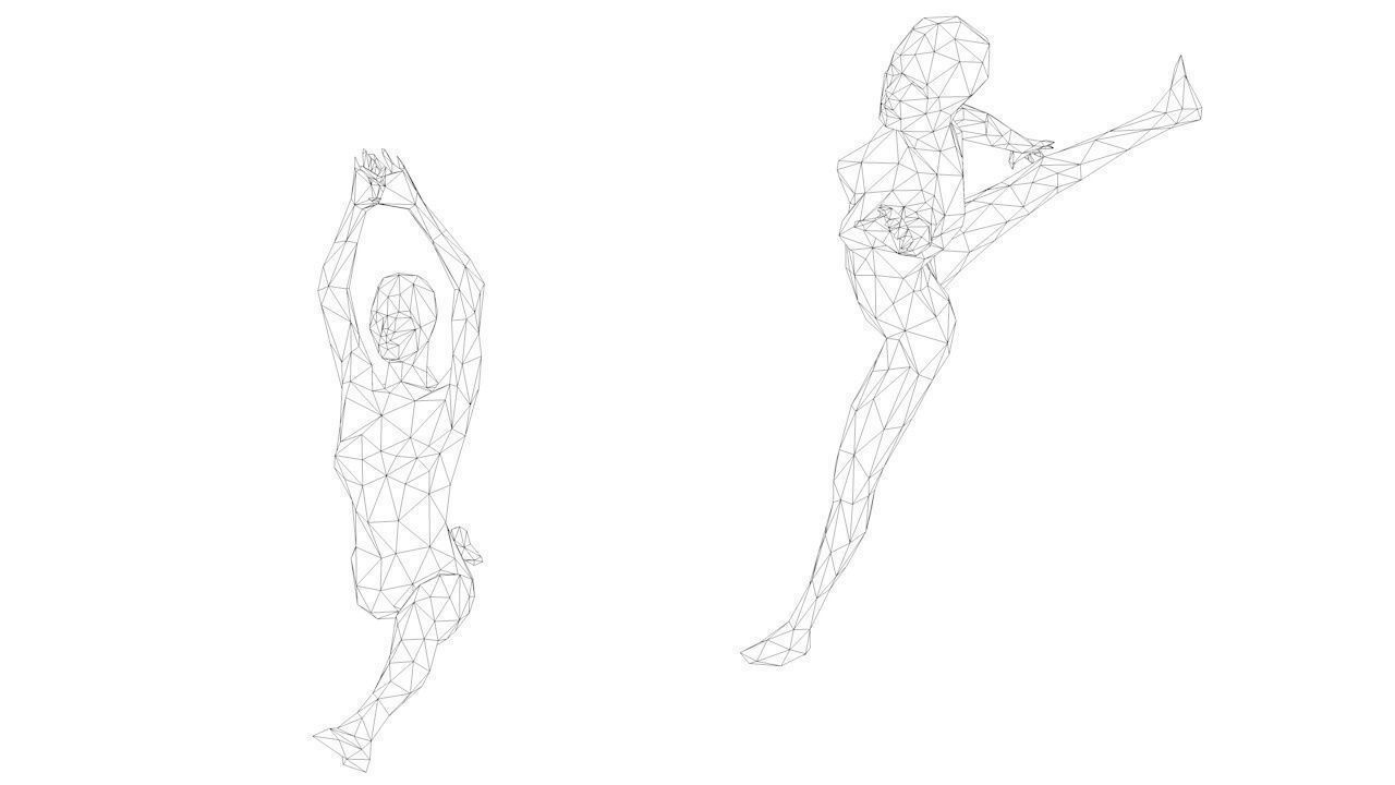 5 Ballet and Skating Lowpoly Women Low-poly 3D model_10