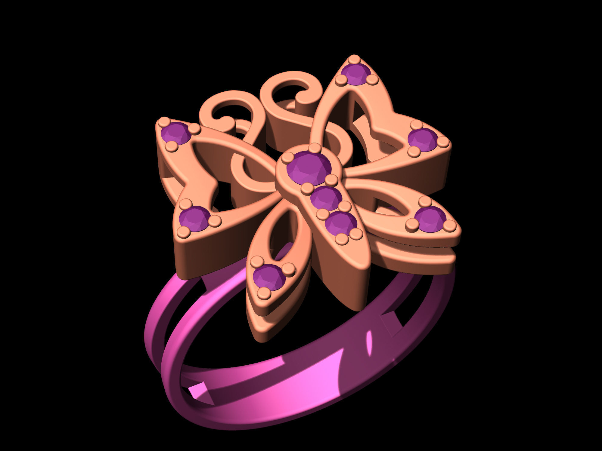 Butterfly Ring 3D print model_10