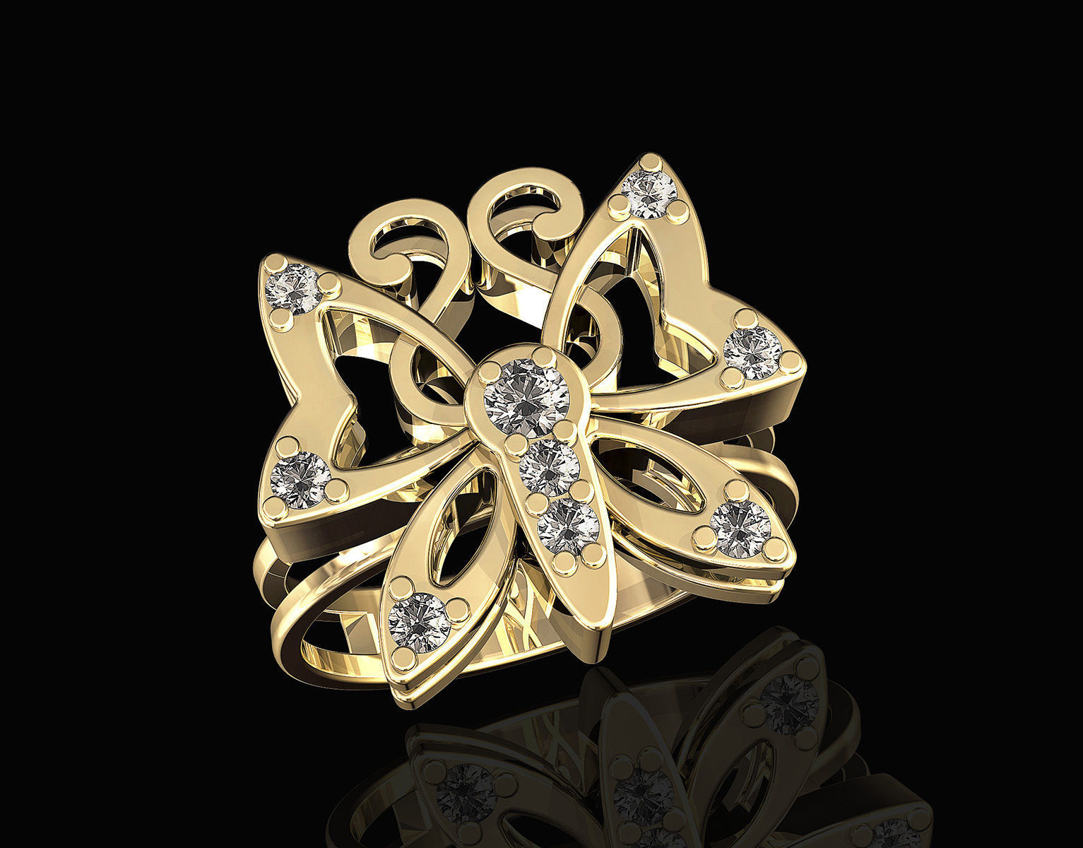 Butterfly Ring 3D print model_4