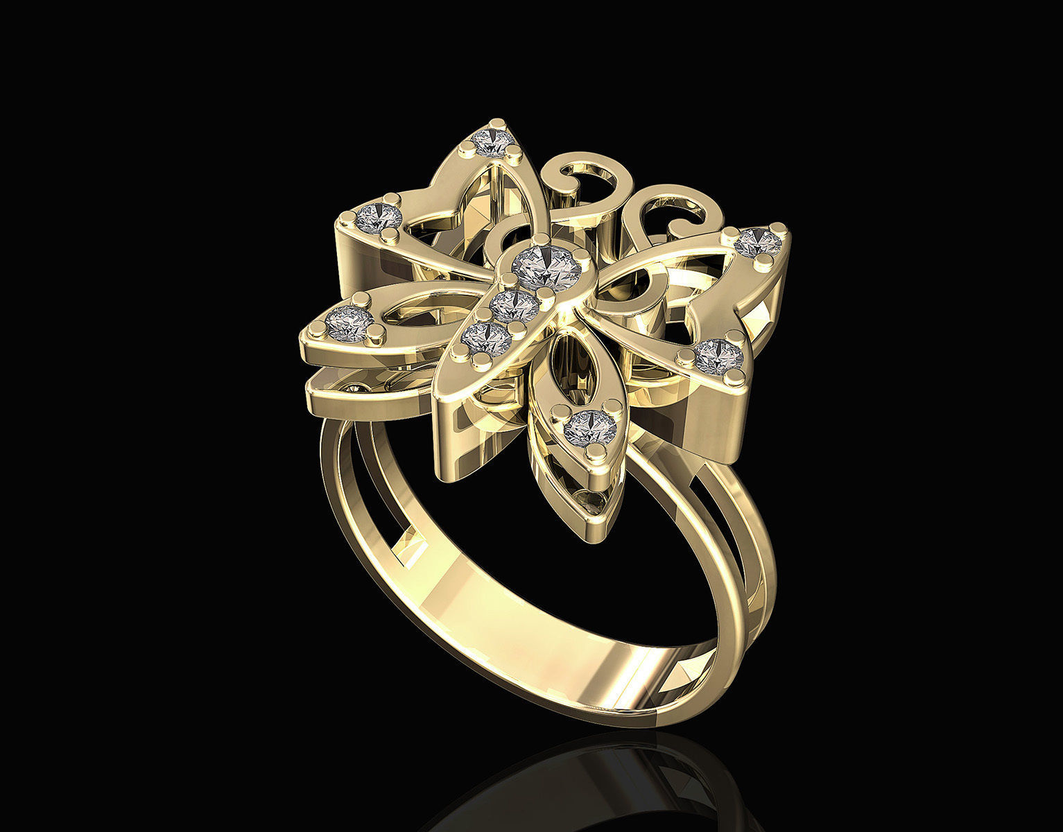 Butterfly Ring 3D print model_2