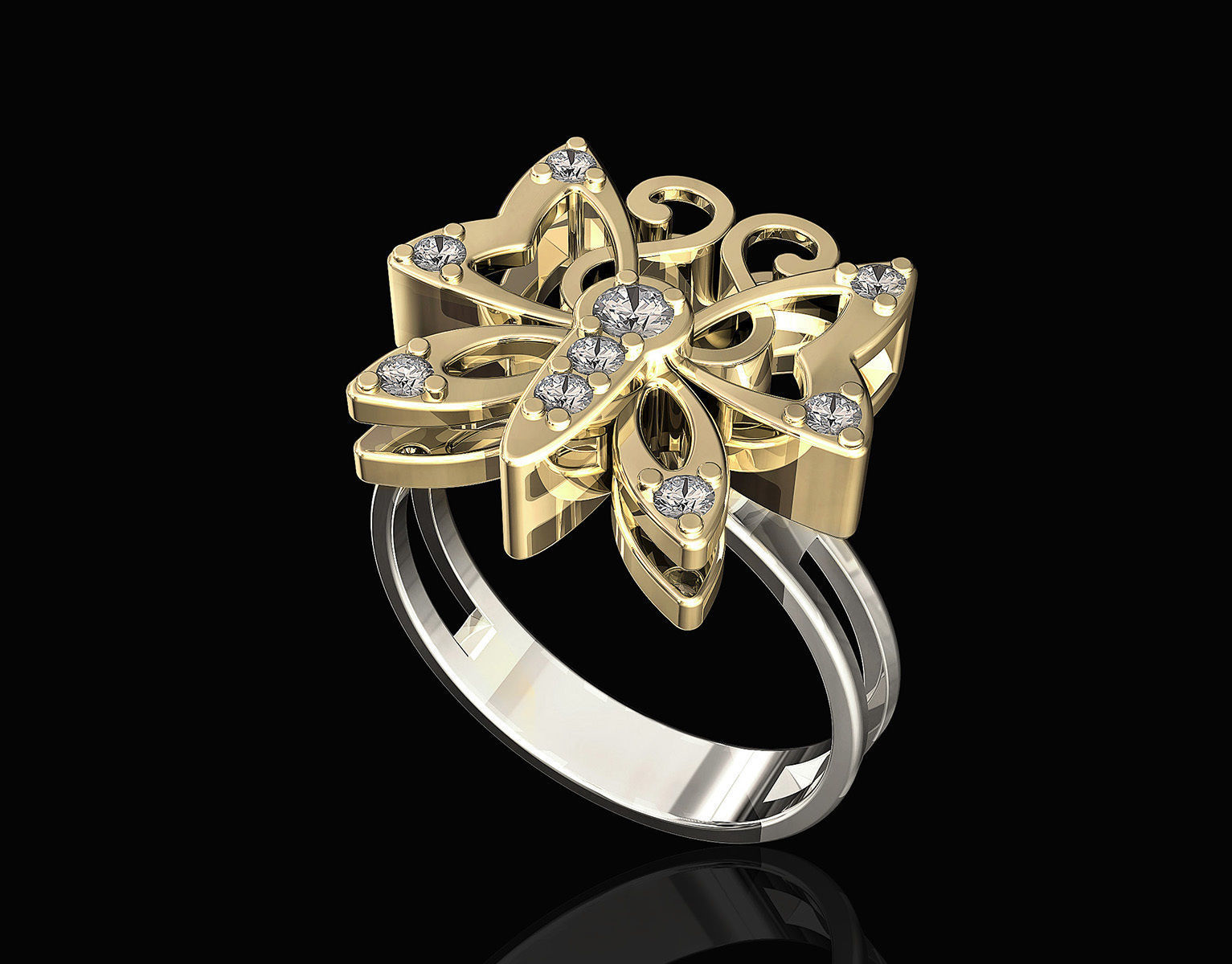 Butterfly Ring 3D print model_3
