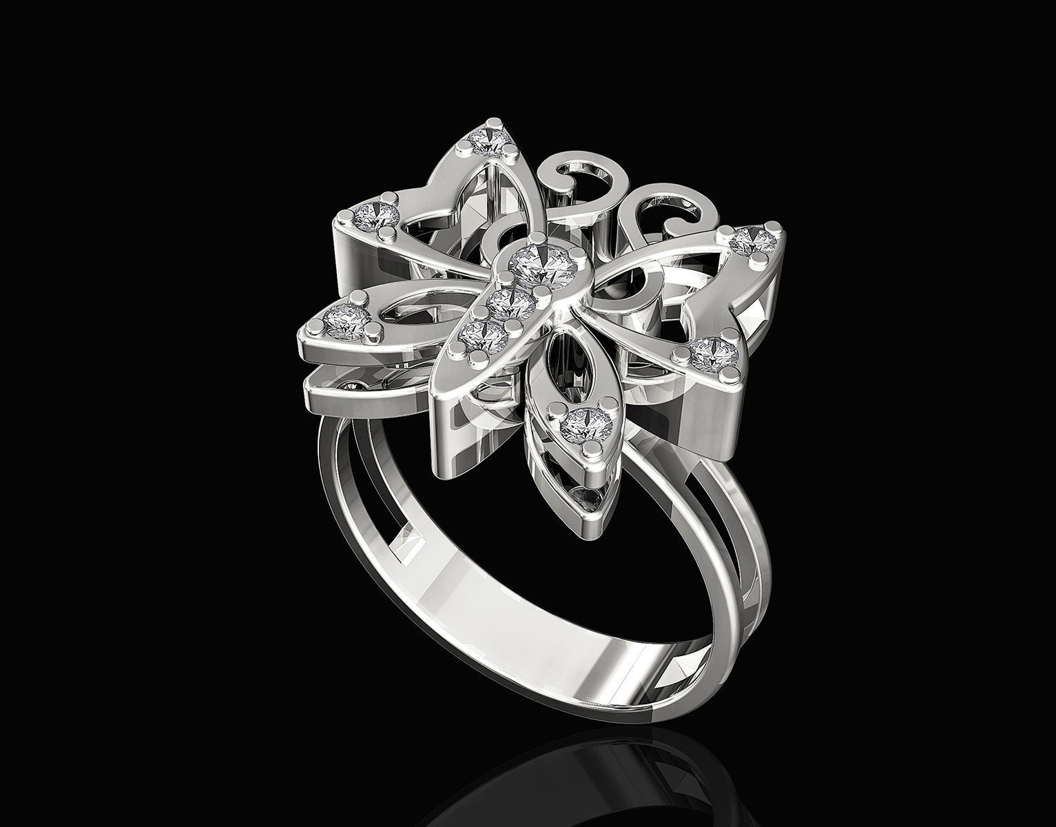 Butterfly Ring 3D print model_1