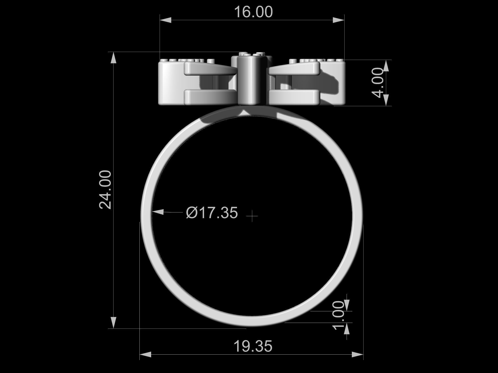 Butterfly Ring 3D print model_12