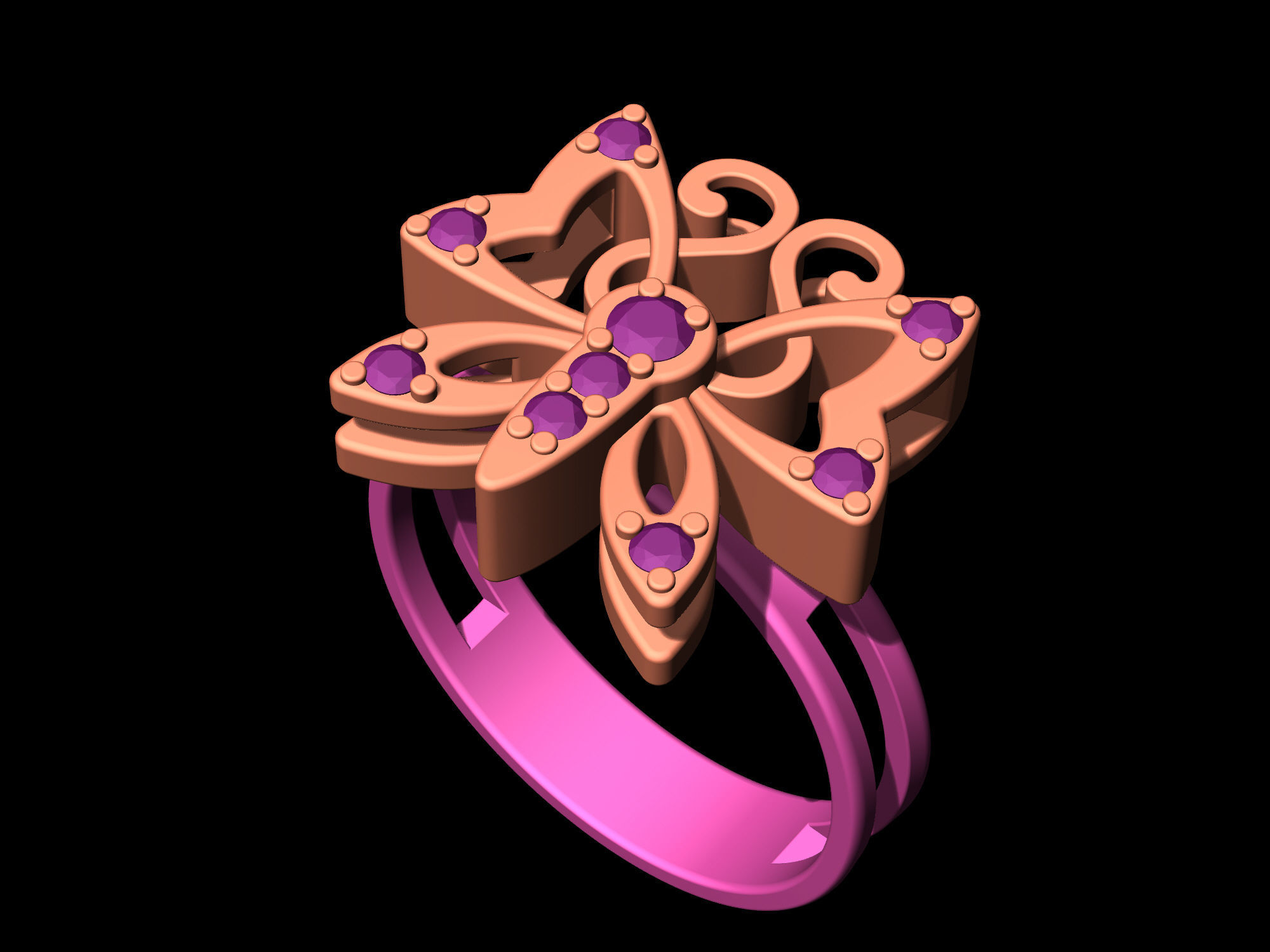 Butterfly Ring 3D print model_11