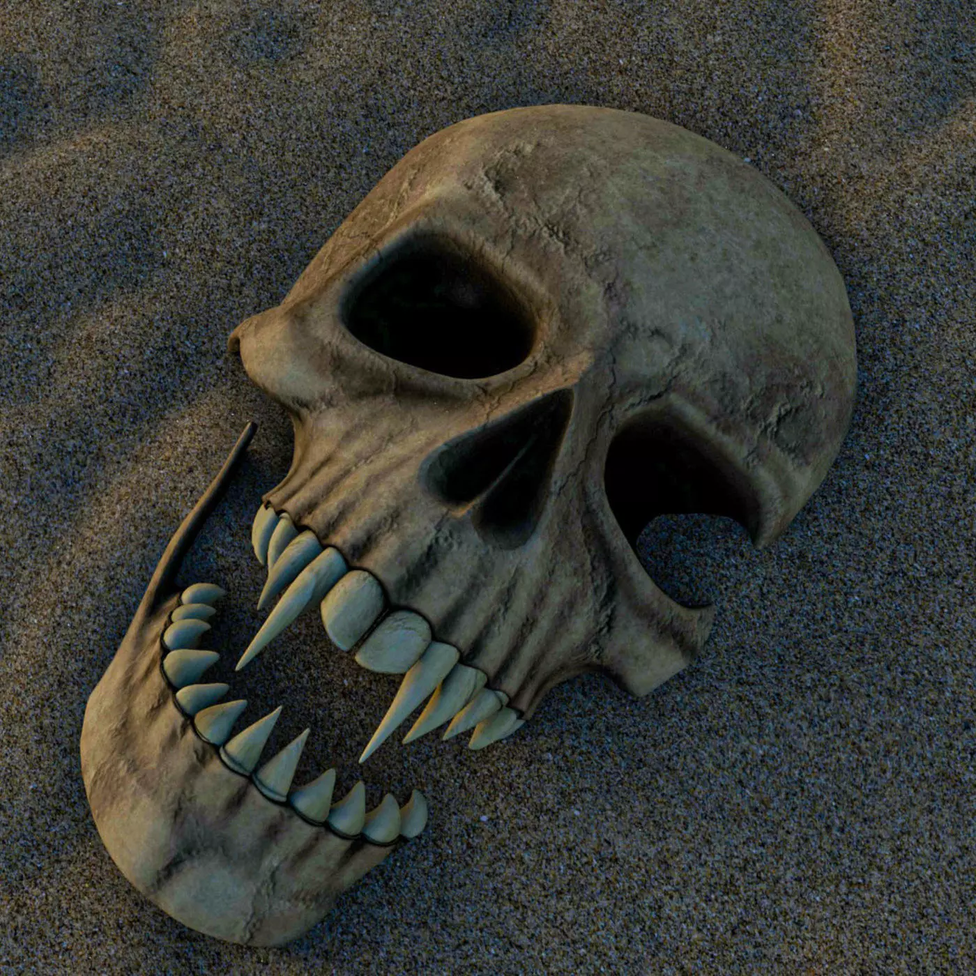 Horror human Skull Low-poly 3D model