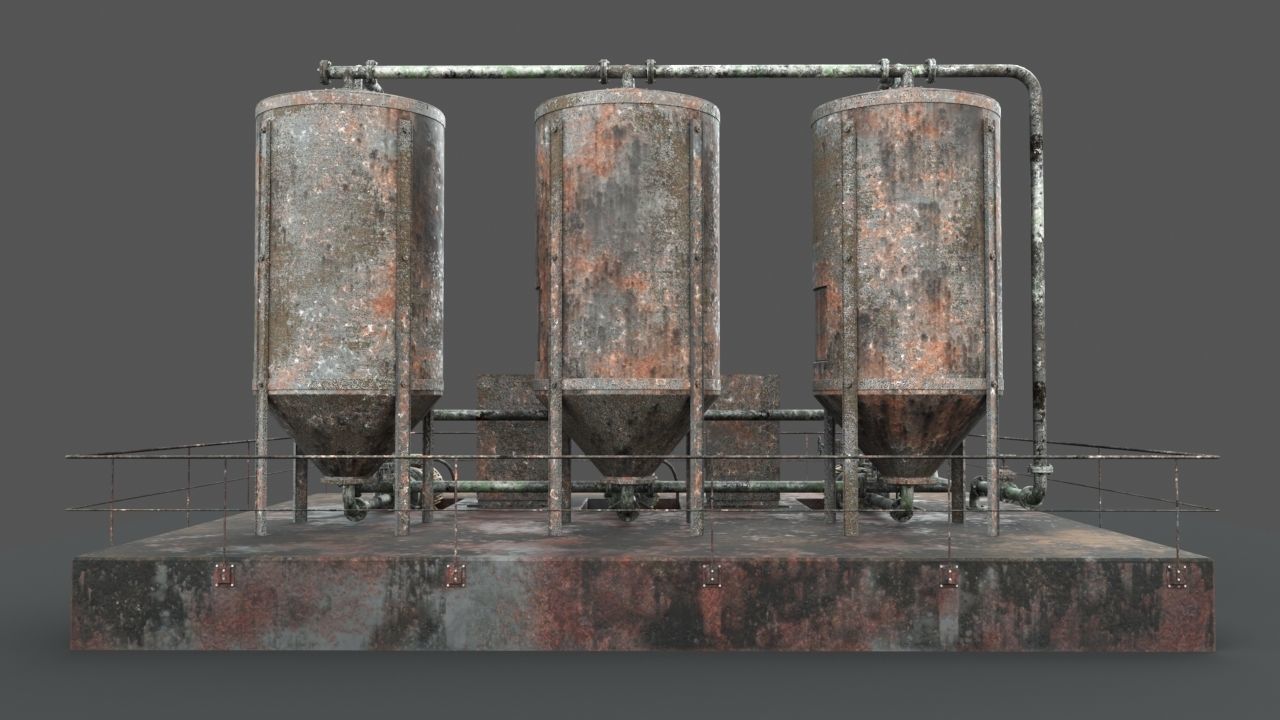 Oil  Gaz  Water tank 3D model_12