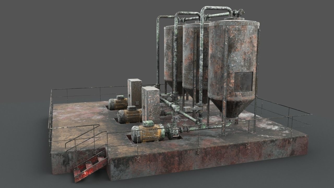 Oil  Gaz  Water tank 3D model_11