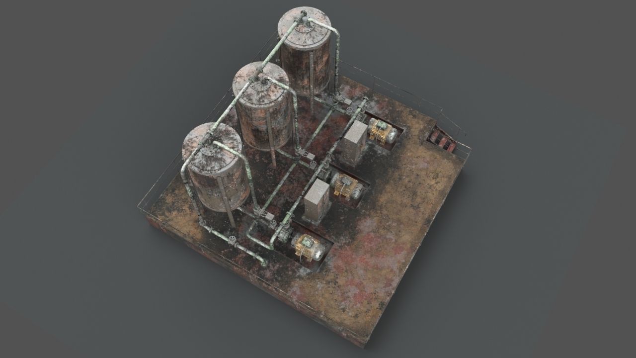 Oil  Gaz  Water tank 3D model_16
