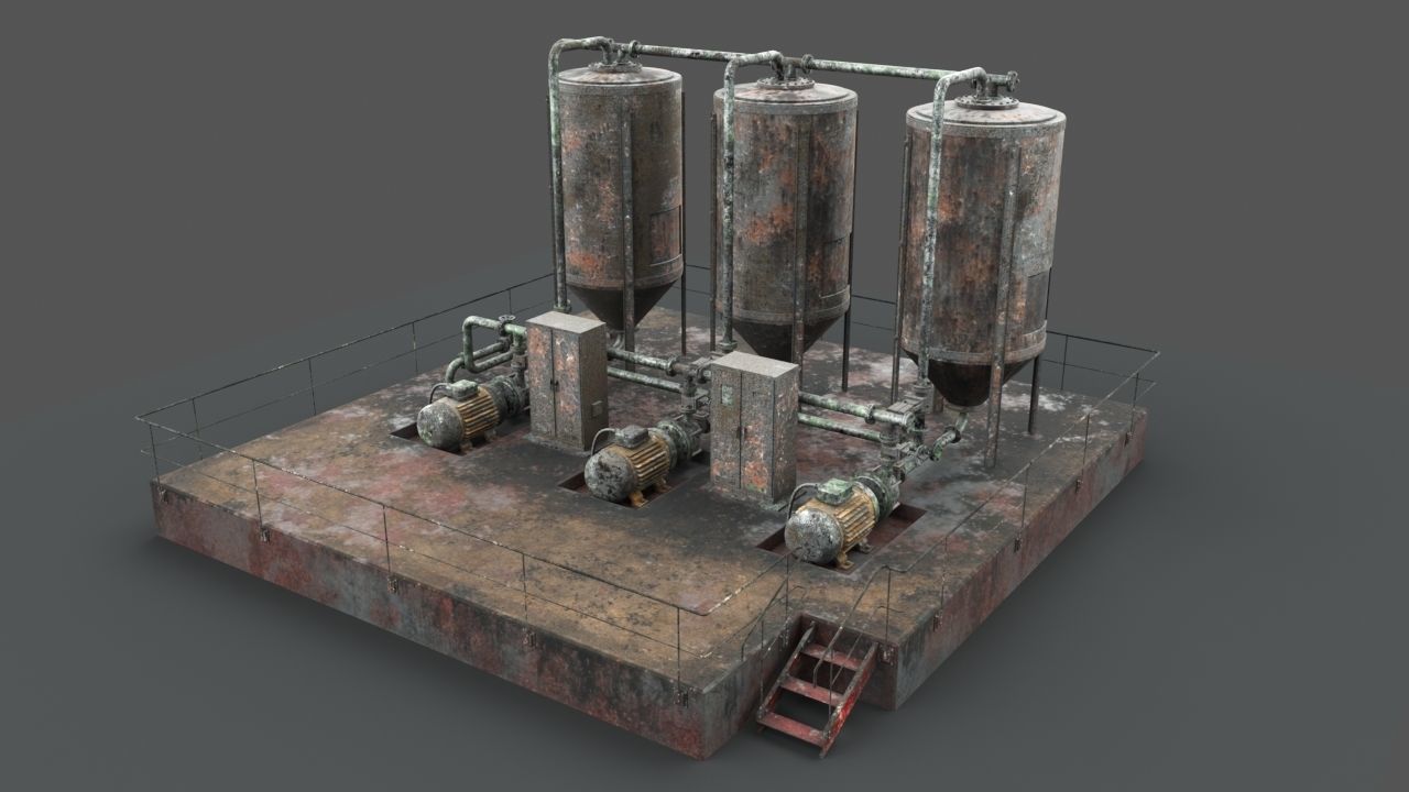 Oil  Gaz  Water tank 3D model_10