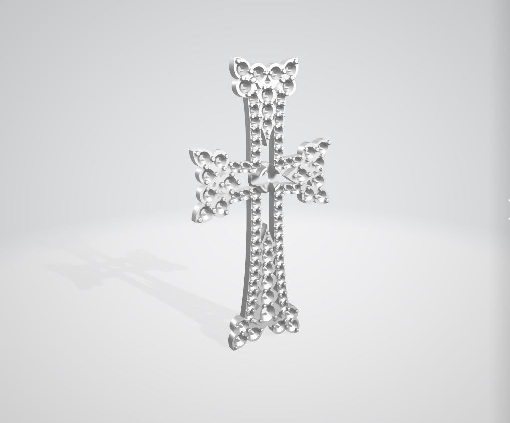 Armenian cross with gems 3D print model_4
