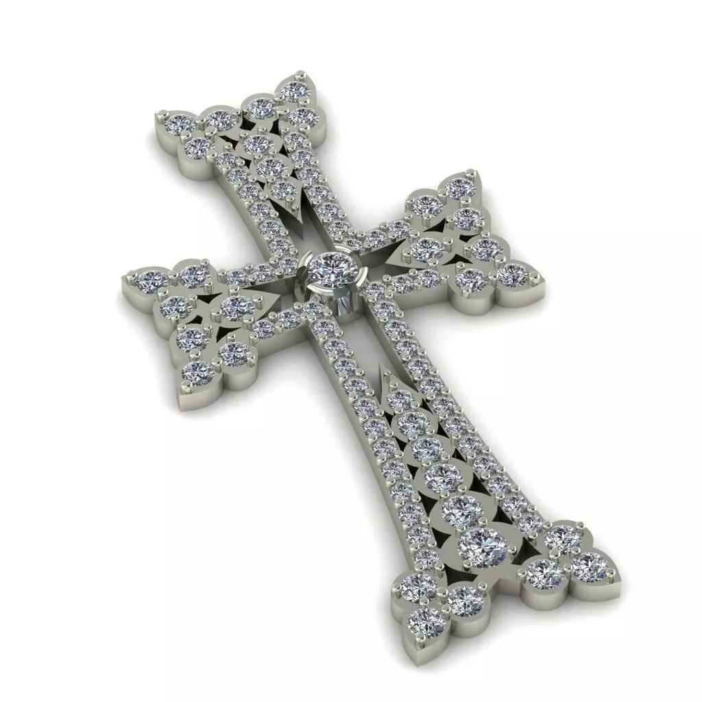 Armenian cross with gems 3D print model_0