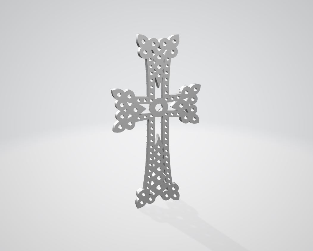 Armenian cross with gems 3D print model_5