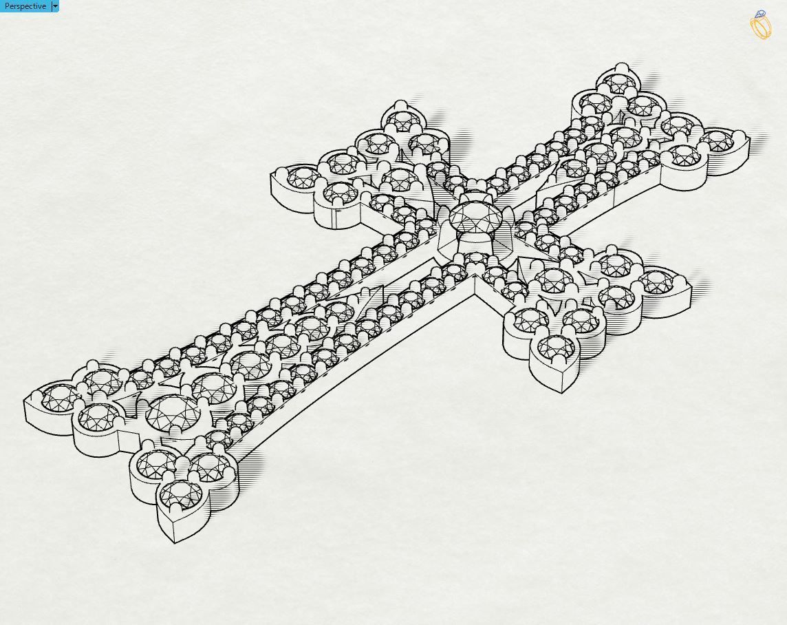 Armenian cross with gems 3D print model_11