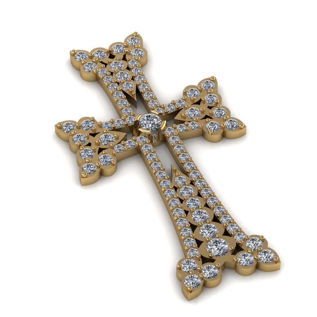 Armenian cross with gems 3D print model_3