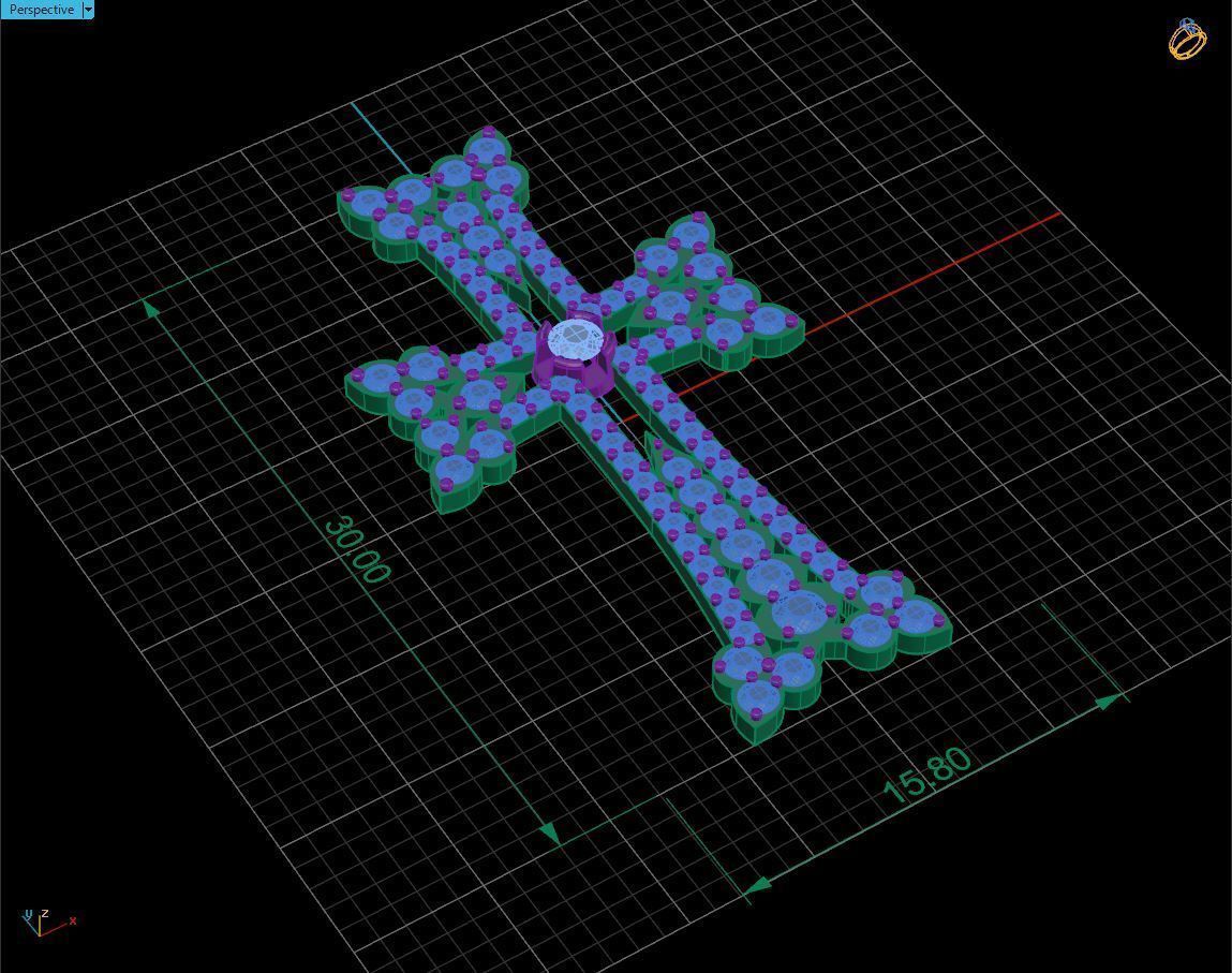 Armenian cross with gems 3D print model_7