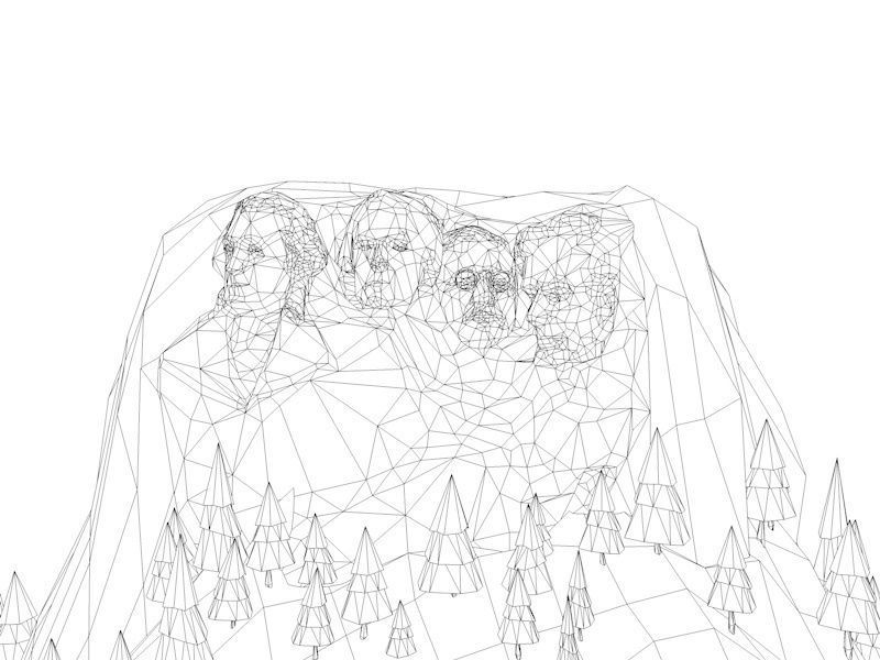 Cartoon Low Poly United States Rushmoor Landmark Low-poly 3D model_12