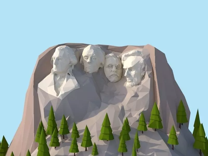 Cartoon Low Poly United States Rushmoor Landmark Low-poly 3D model_0