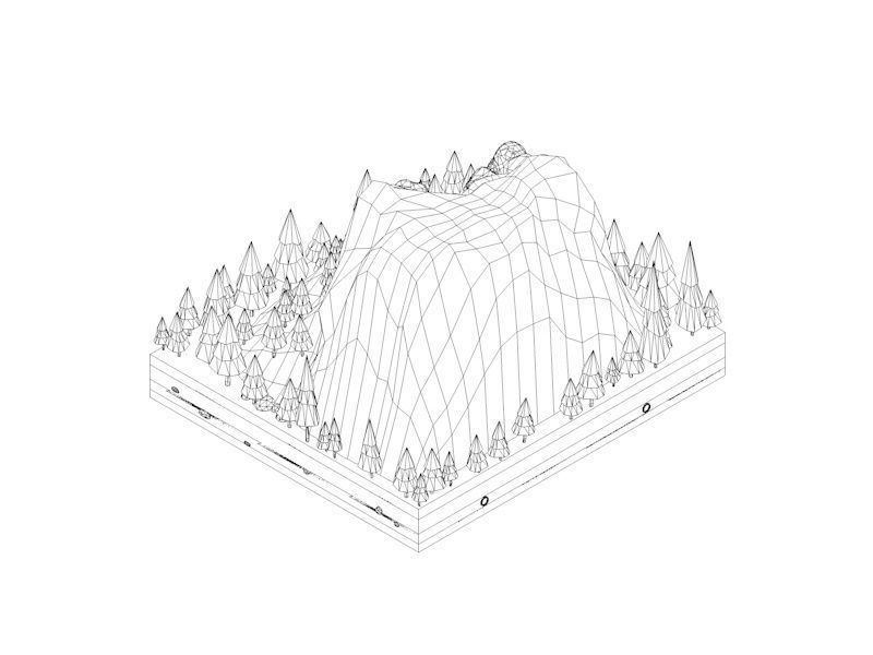 Cartoon Low Poly United States Rushmoor Landmark Low-poly 3D model_8