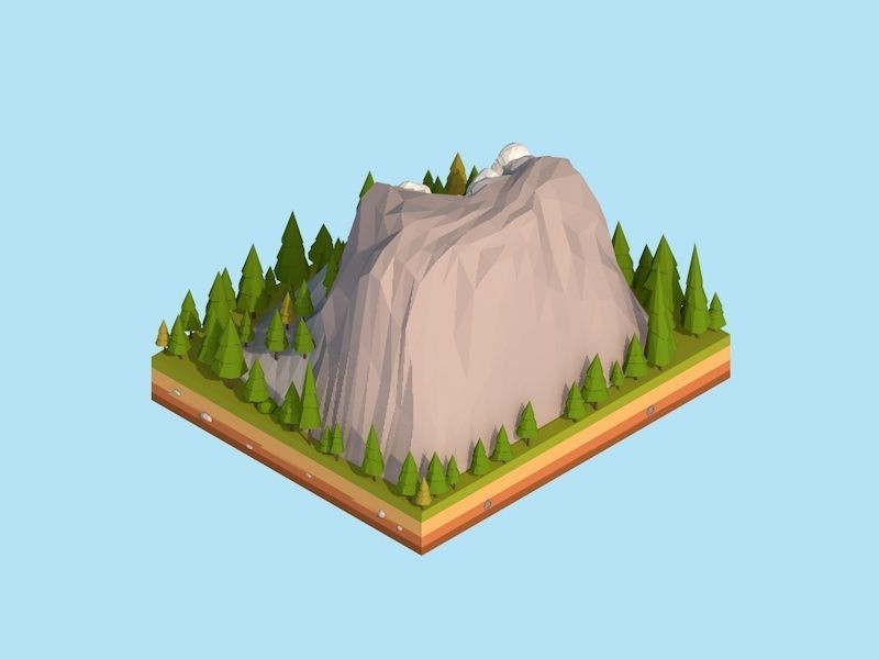 Cartoon Low Poly United States Rushmoor Landmark Low-poly 3D model_6