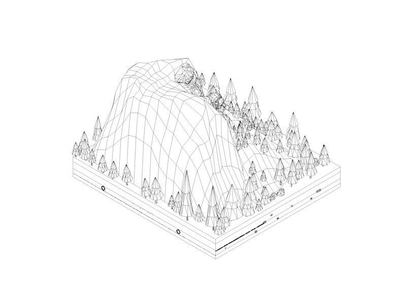 Cartoon Low Poly United States Rushmoor Landmark Low-poly 3D model_10