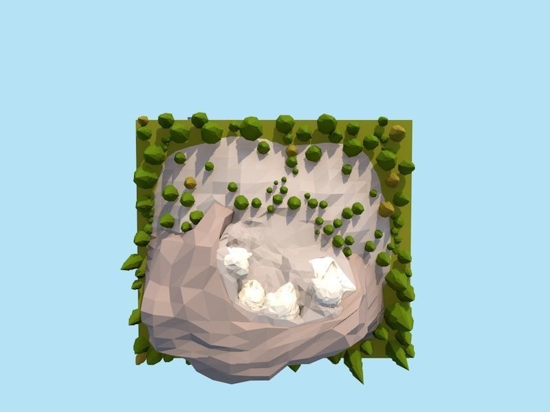 Cartoon Low Poly United States Rushmoor Landmark Low-poly 3D model_5