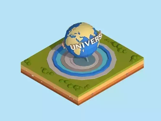 Cartoon Low Poly Universal Studio Globe Landmark