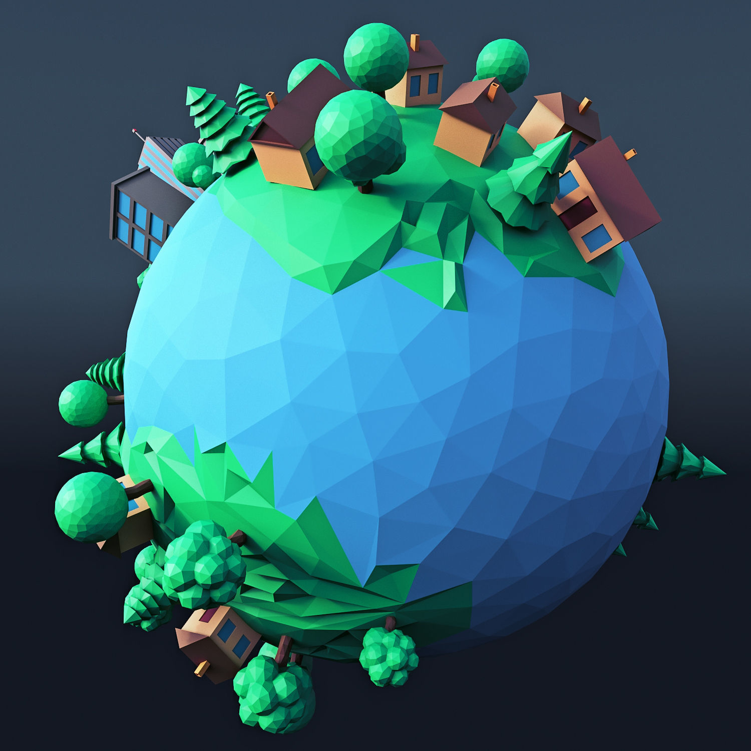 Cartoon Planet 3 Low-poly 3D model_3