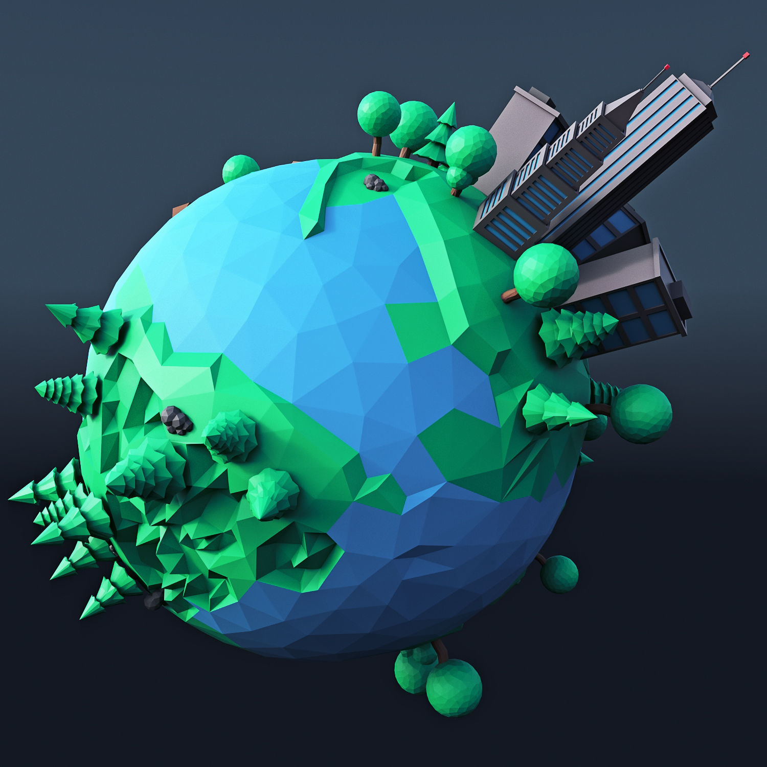 Cartoon Planet 3 Low-poly 3D model_2
