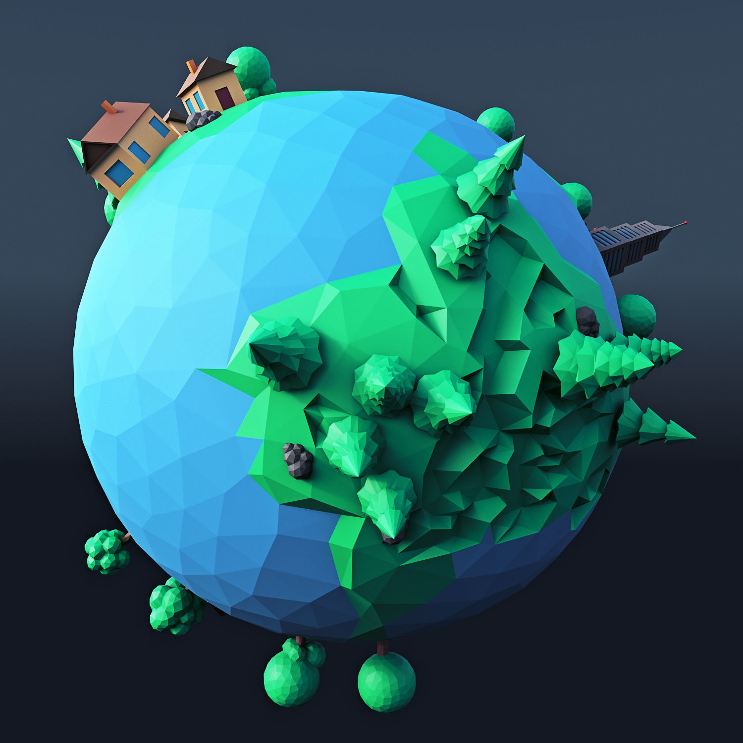 Cartoon Planet 3 Low-poly 3D model_1