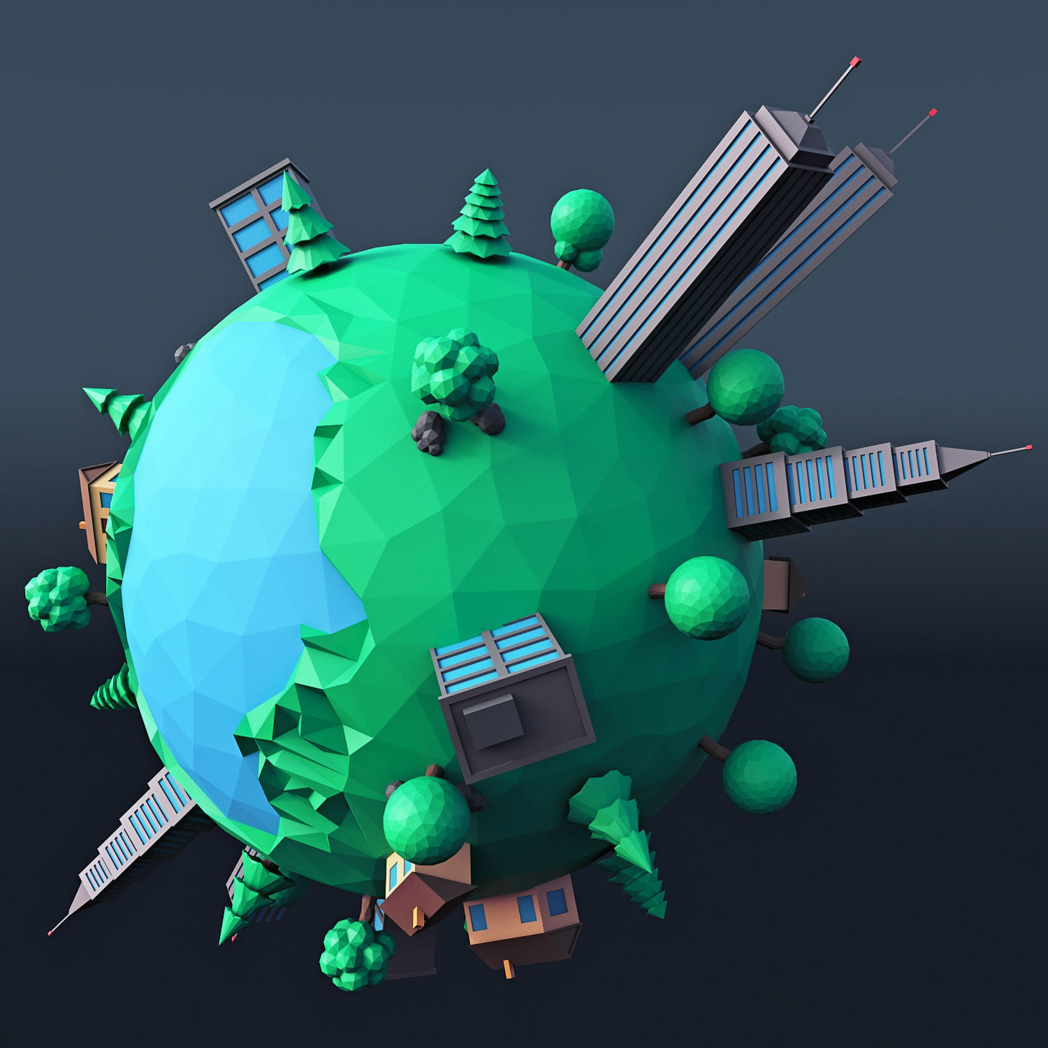 Cartoon Planet 4 Low-poly 3D model_2