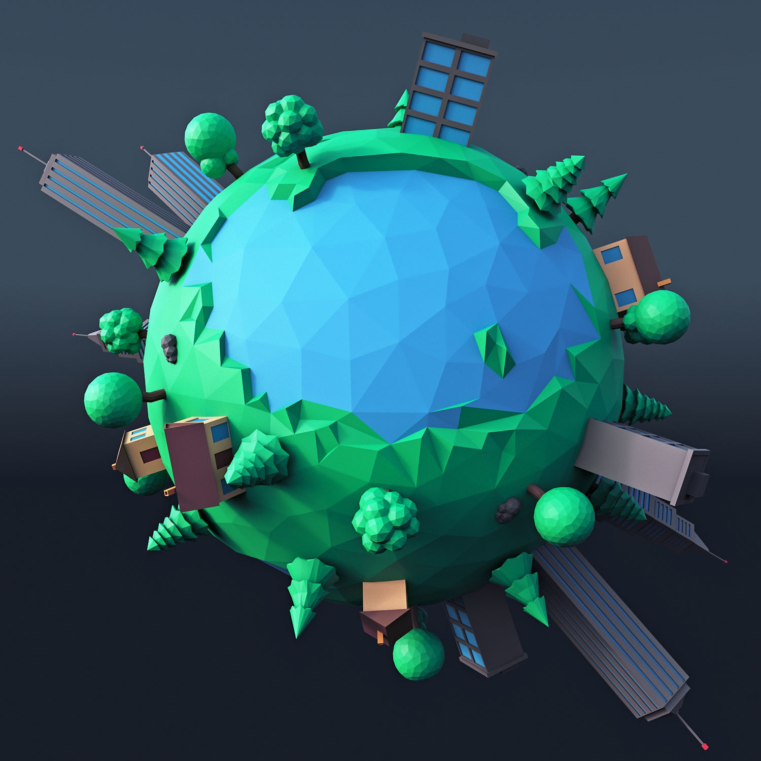 Cartoon Planet 4 Low-poly 3D model_4
