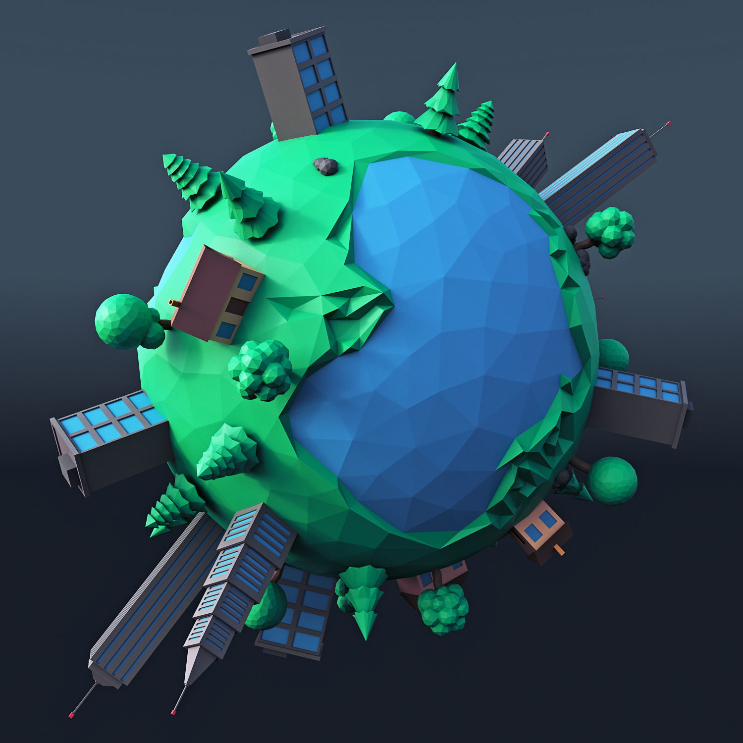 Cartoon Planet 4 Low-poly 3D model_1