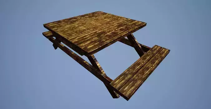 Wooden bench low poly 