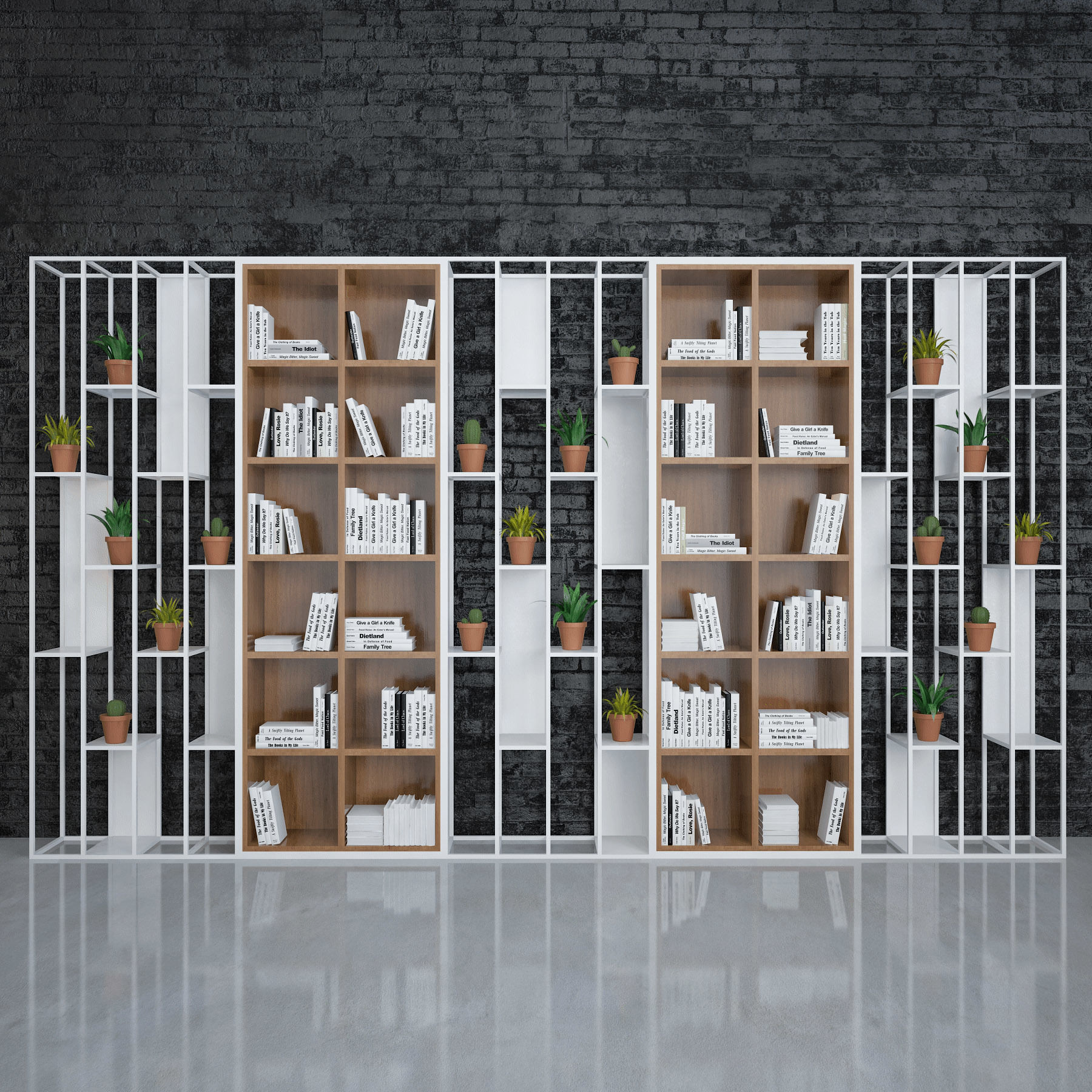 White Book Shelf 3D model_1
