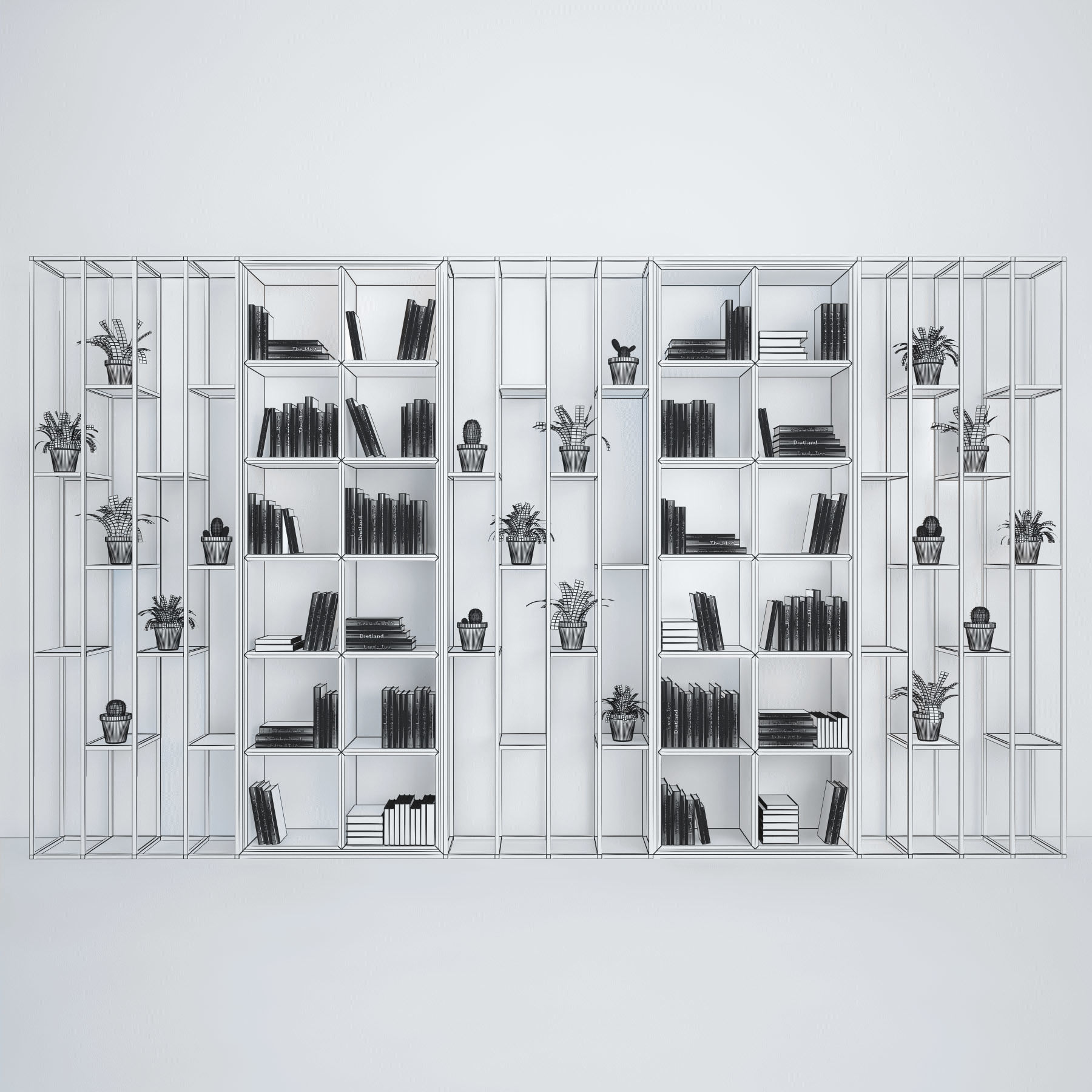 White Book Shelf 3D model_3