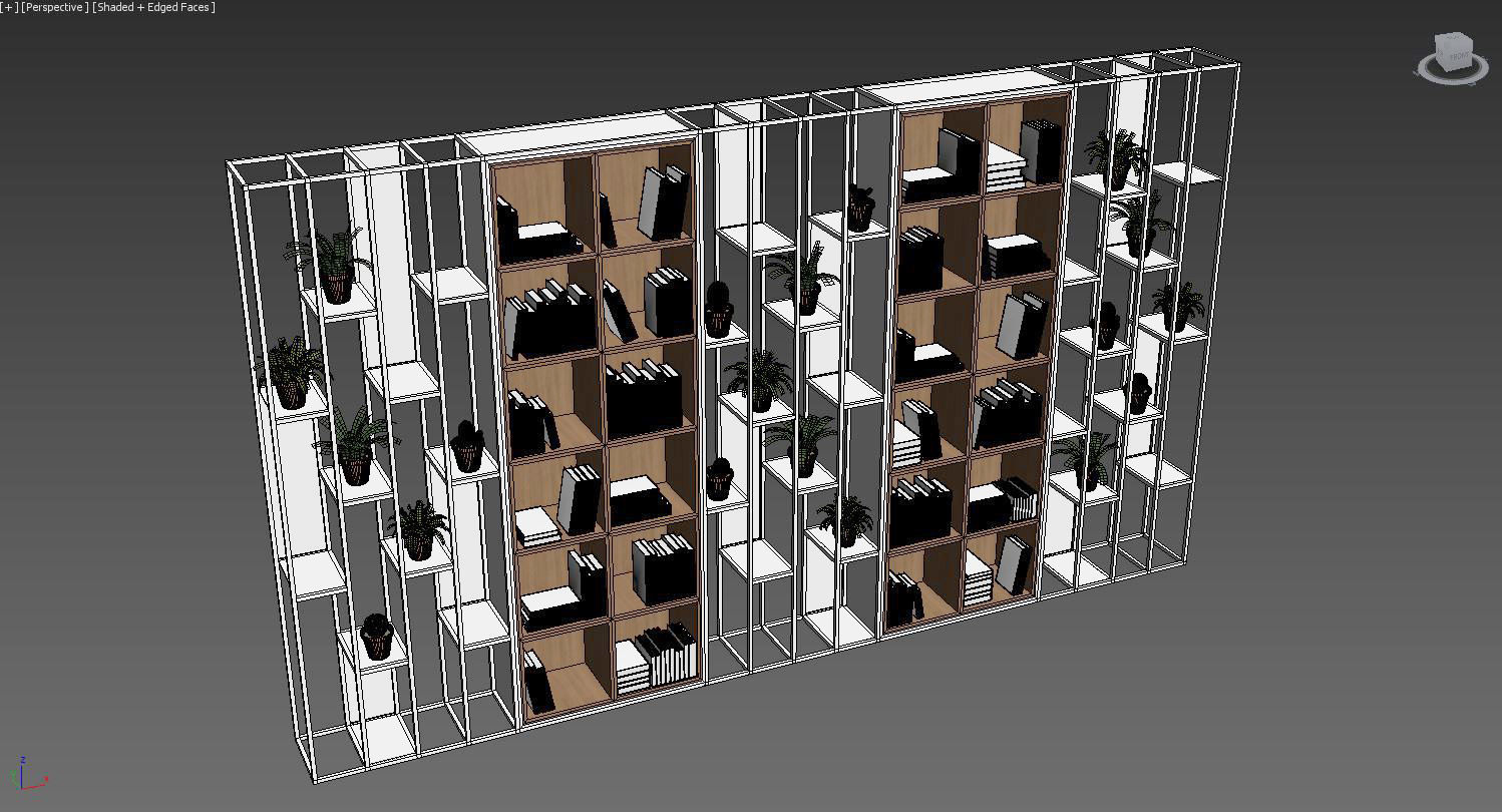 White Book Shelf 3D model_5