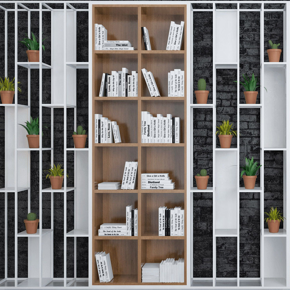 White Book Shelf 3D model_2