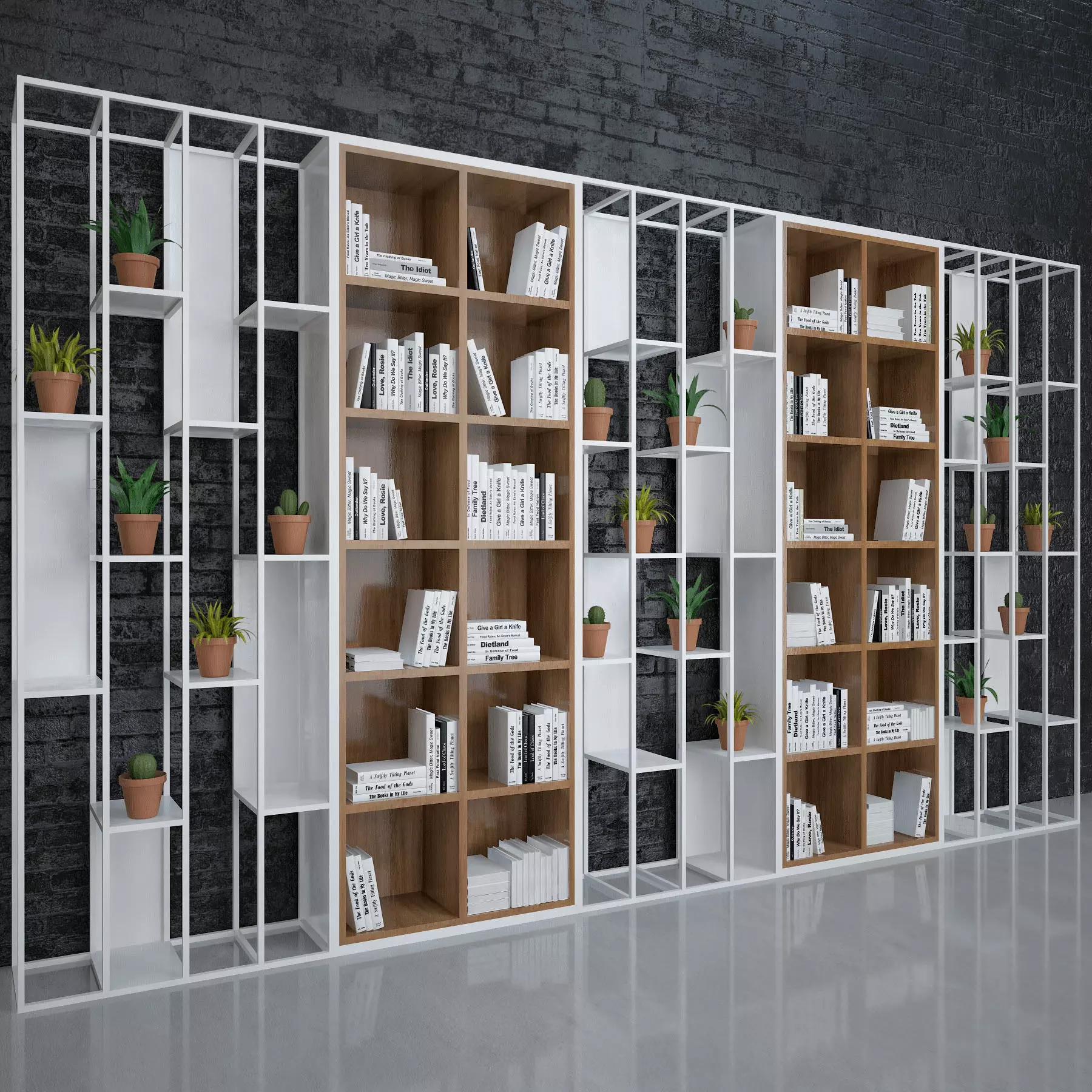 White Book Shelf 3D model_0